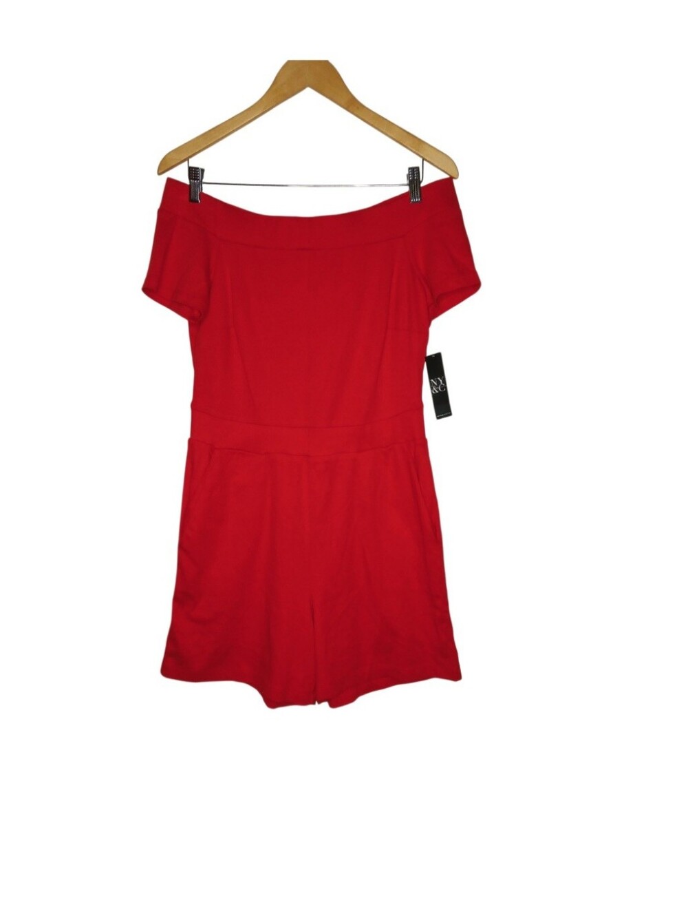 NY&C Red Off-Shoulder Romper